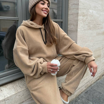 Damen Fleece-Loungewear-Set mit Kapuze Weit Eveloria