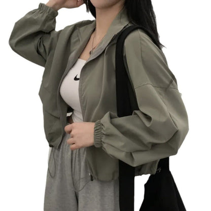 Damen Cropped Jacke Elastisch Lässig