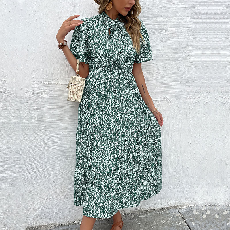 Damen Kleid Kurzärmelig Rüschendesign Eveloria - Eveloria