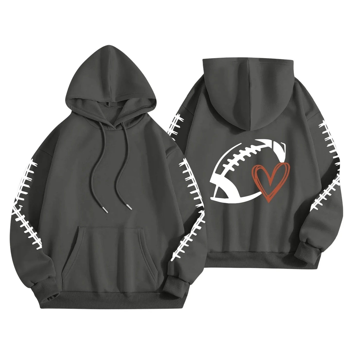 Damen Kapuzenpullover Football-Motiv Lässig Eveloria