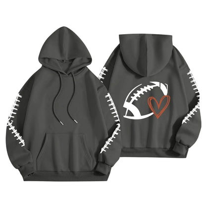Damen Kapuzenpullover Football-Motiv Lässig Eveloria