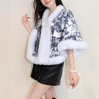 Damen Kuscheljacke mit Fellkragen Eveloria