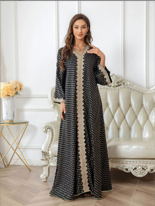 Damen Maxi-Kleid Kaftan-Stil mit Verzierungen Eveloria