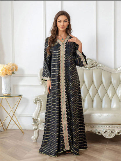 Damen Maxi-Kleid Kaftan-Stil mit Verzierungen Eveloria