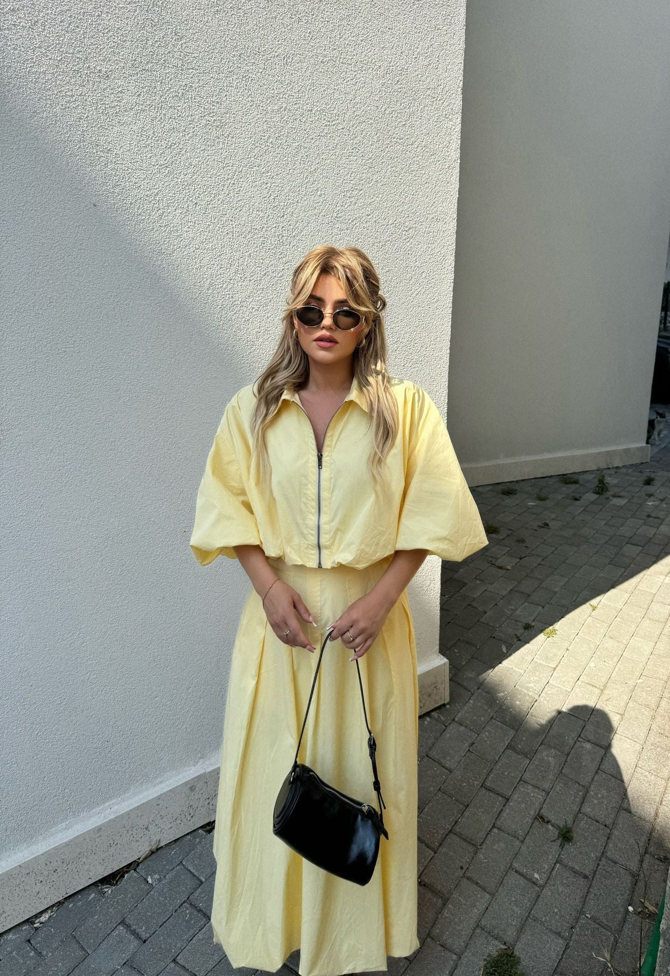 Damen Maxikleid Hochgeschlossen Weit