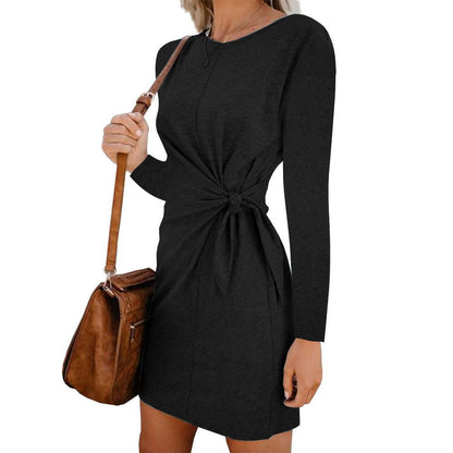 Damen Kleid Kurzarm mit Knotendetail Elegantes Eveloria
