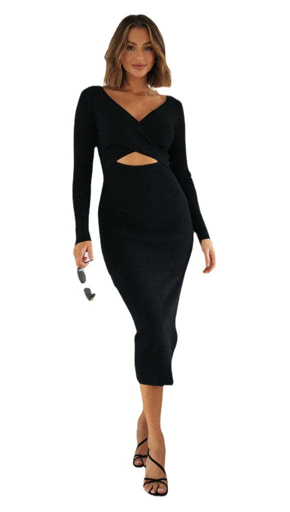 Damen Midi-Kleid Cut-Out-Design Seitenschlitz Eveloria