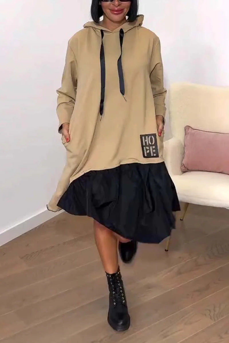 Damen Hoodie-Kleid Voluminöser Rock Praktische Taschen