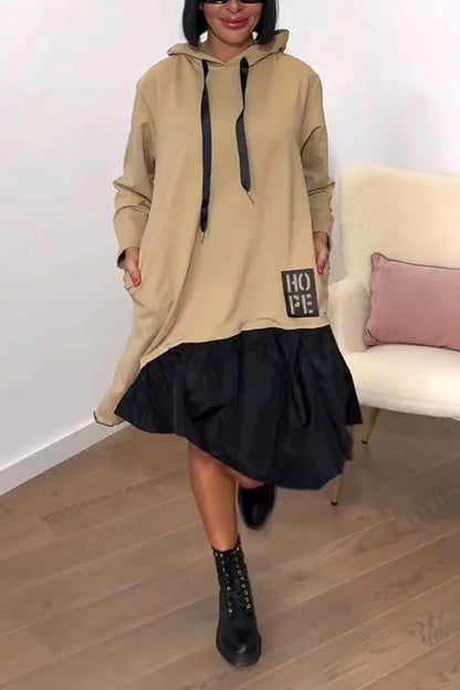 Damen Hoodie-Kleid Voluminöser Rock Praktische Taschen