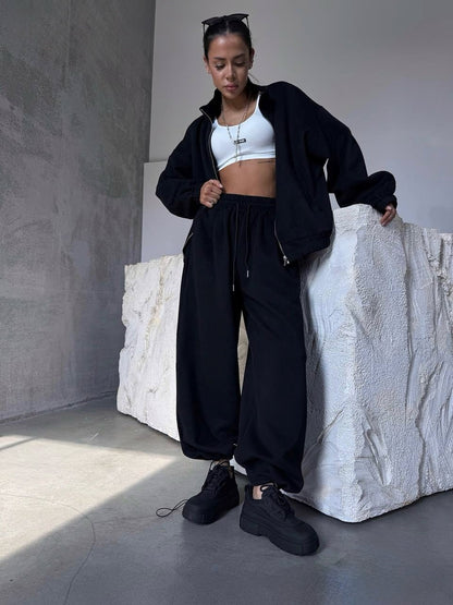 Damen Sportanzug Oversized Jacke Jogginghose Bequem