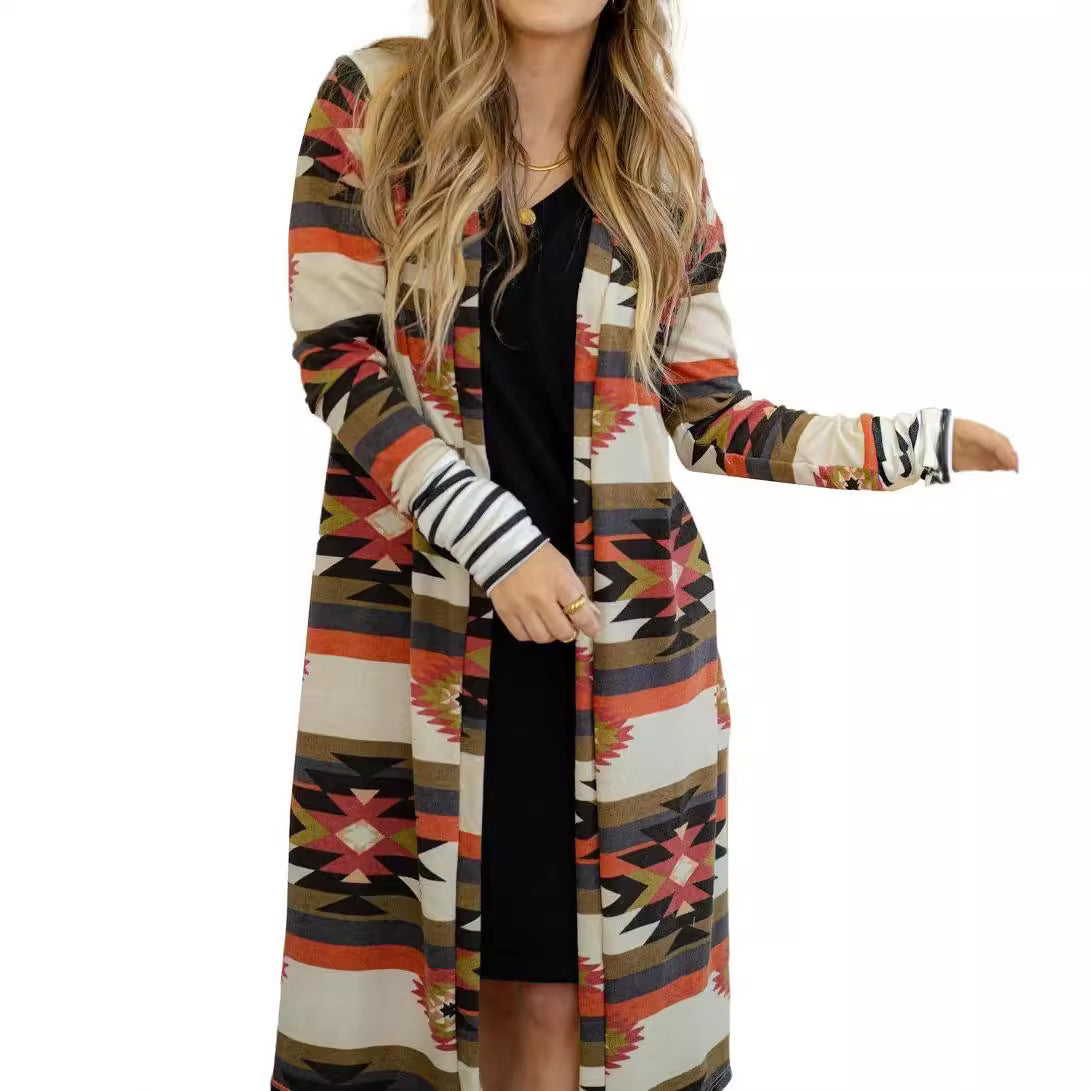 Damen Langarm Kimono Cardigan Einzigartiges Muster Eveloria