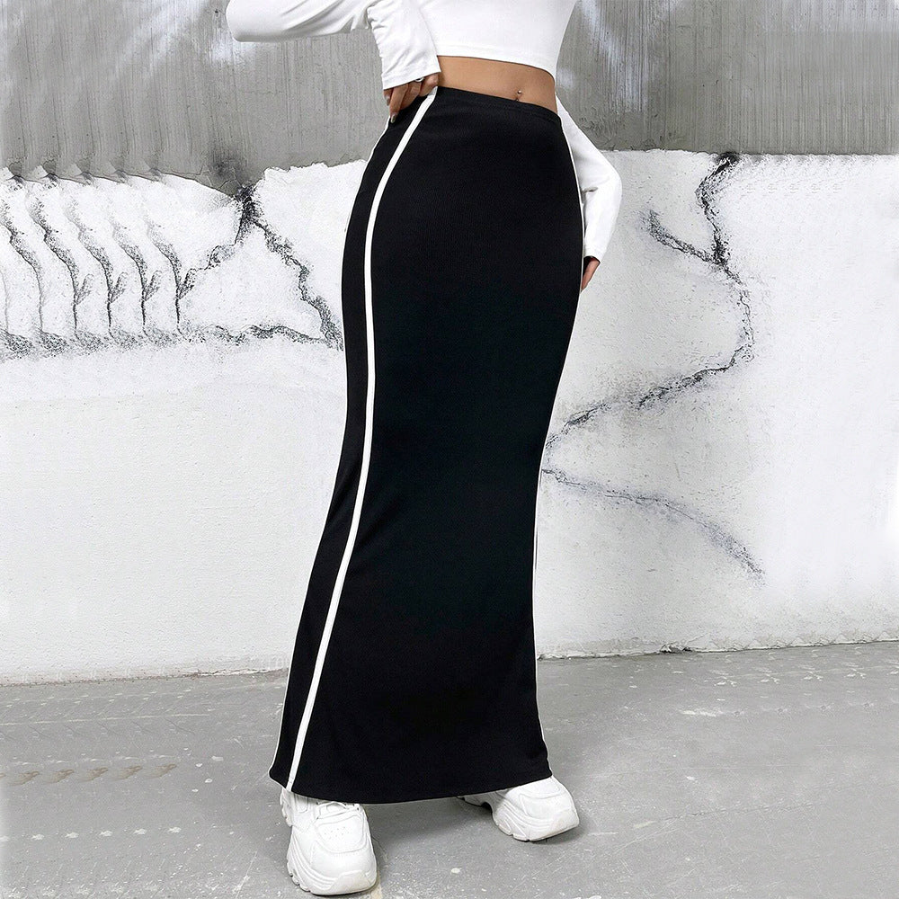 Damen Maxirock mit Streifen Figurbetonter Schnitt Eveloria