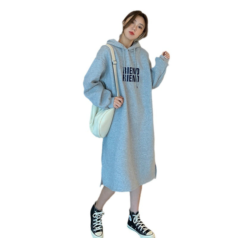 Damen Kapuzenkleid mit modischem Print Bequem