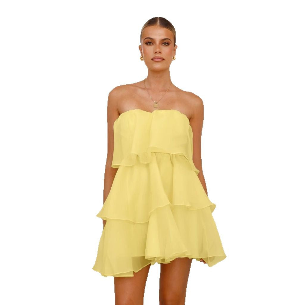 Damen Volantkleid Leichtes Chiffon Eveloria