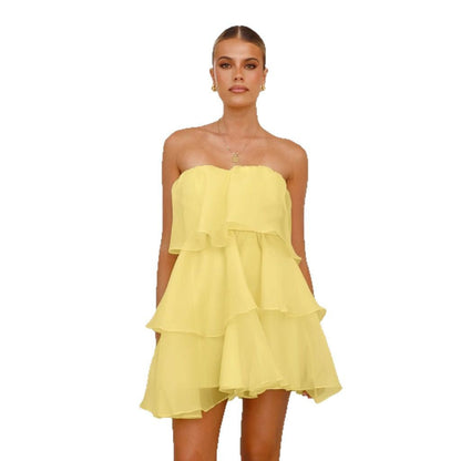 Damen Volantkleid Leichtes Chiffon Eveloria