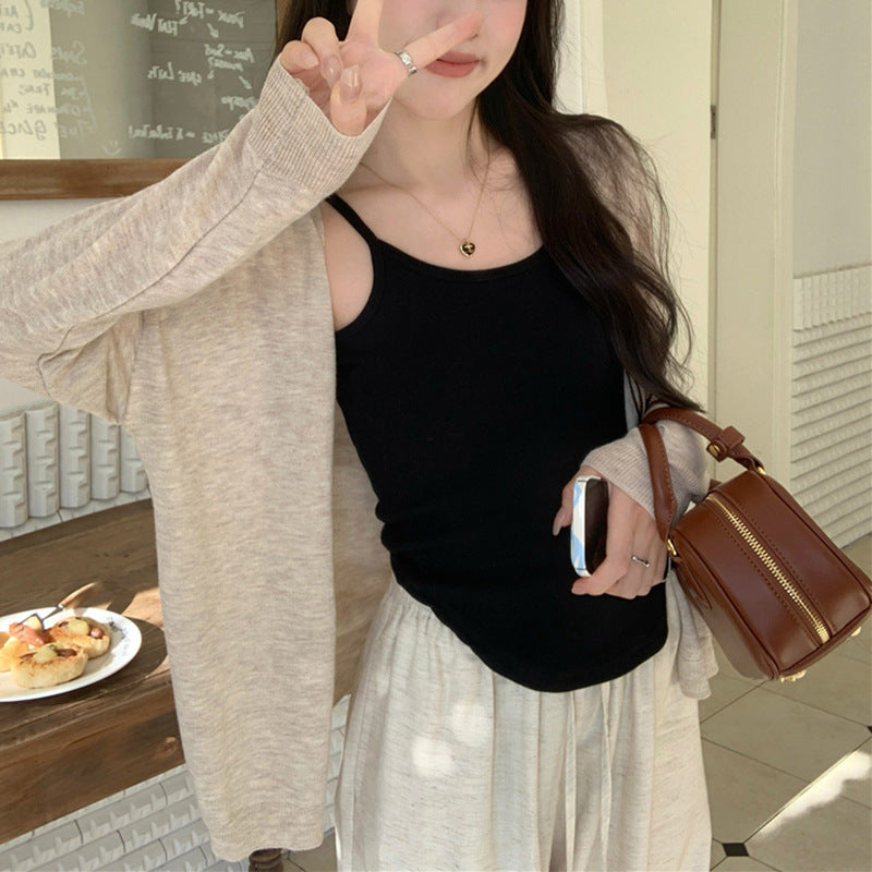 Damen Strickcardigan Lässig Weit Schnitt Beige - Eveloria
