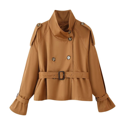 Damen Trenchcoatjacke mit Gürtel und Breitem Revers Eveloria