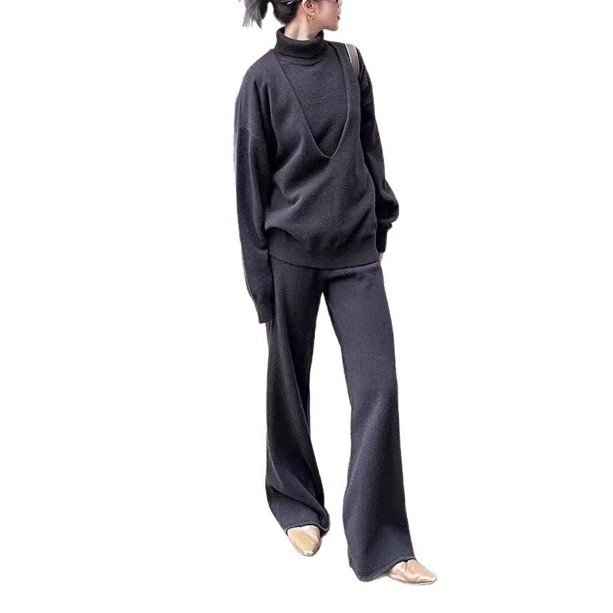 Damen Strickpullover Hochtaillierter Stehkragen Weich Grün