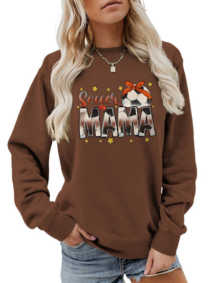 Damen Sweatshirt Soccer Mama Aufdruck Bequem Grau Eveloria