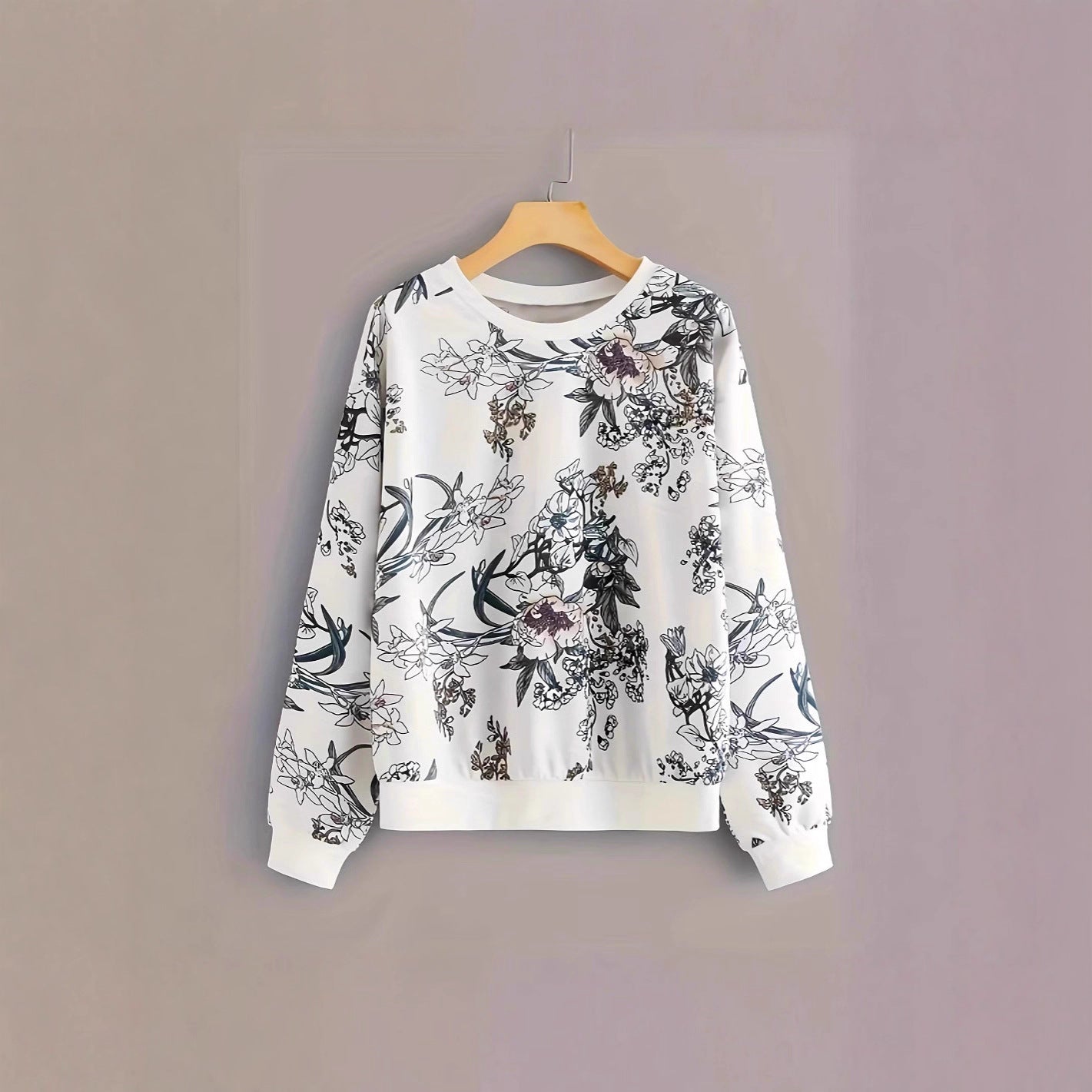 Damen Sweatshirt Floraler Druck Relaxed Fit Eveloria - Eveloria