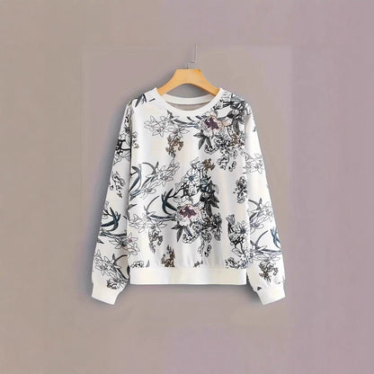 Damen Sweatshirt Floraler Druck Relaxed Fit Eveloria - Eveloria