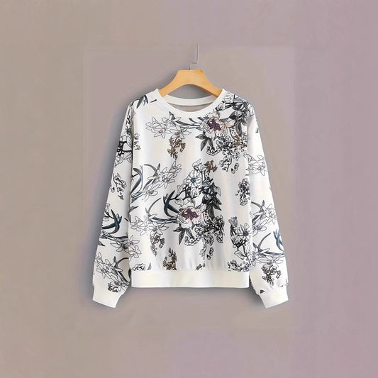 Damen Sweatshirt Floraler Druck Relaxed Fit Eveloria - Eveloria