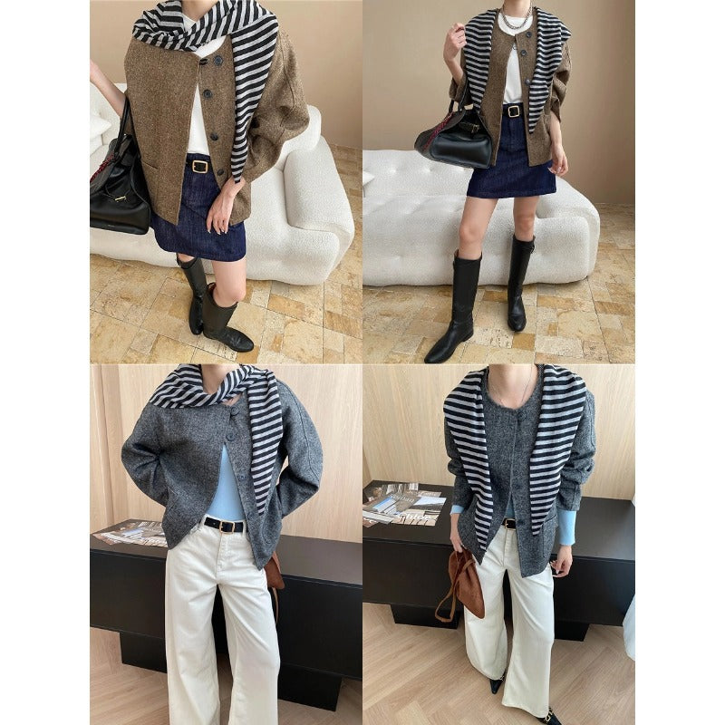 Damen Strickjacke Streifenmuster Eveloria