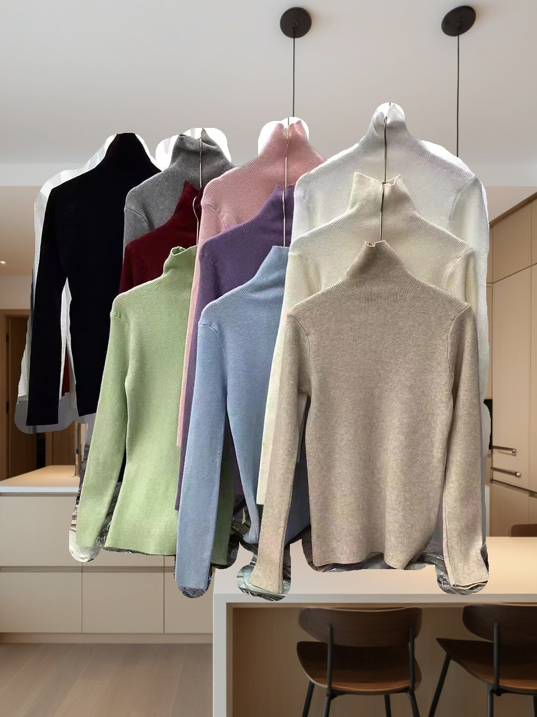 Damen Stehkragenpullover Rippstrick Fein Eveloria