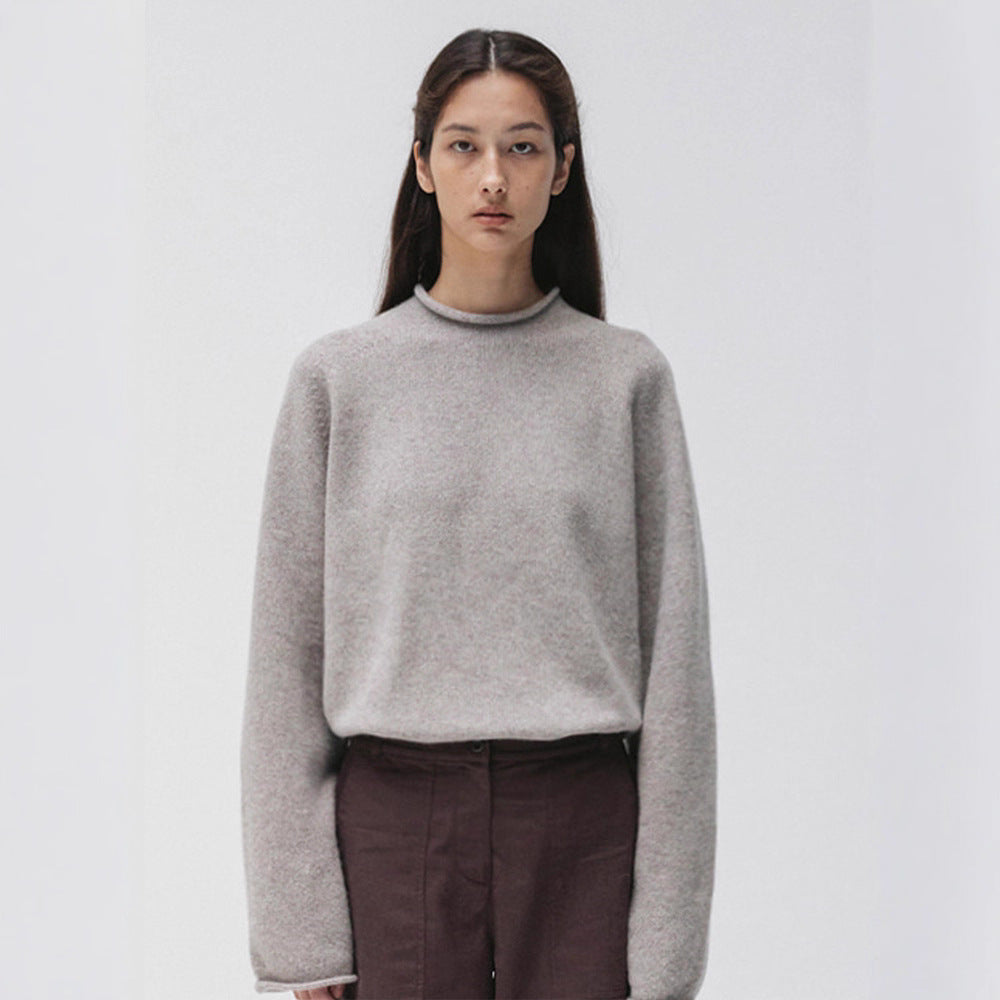 Damen Strickpullover Hochgeschnitten Komfortabel Eveloria
