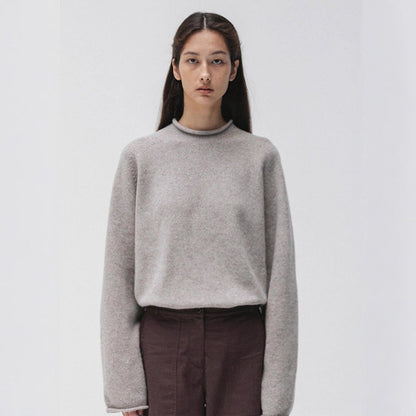 Damen Strickpullover Hochgeschnitten Komfortabel Eveloria