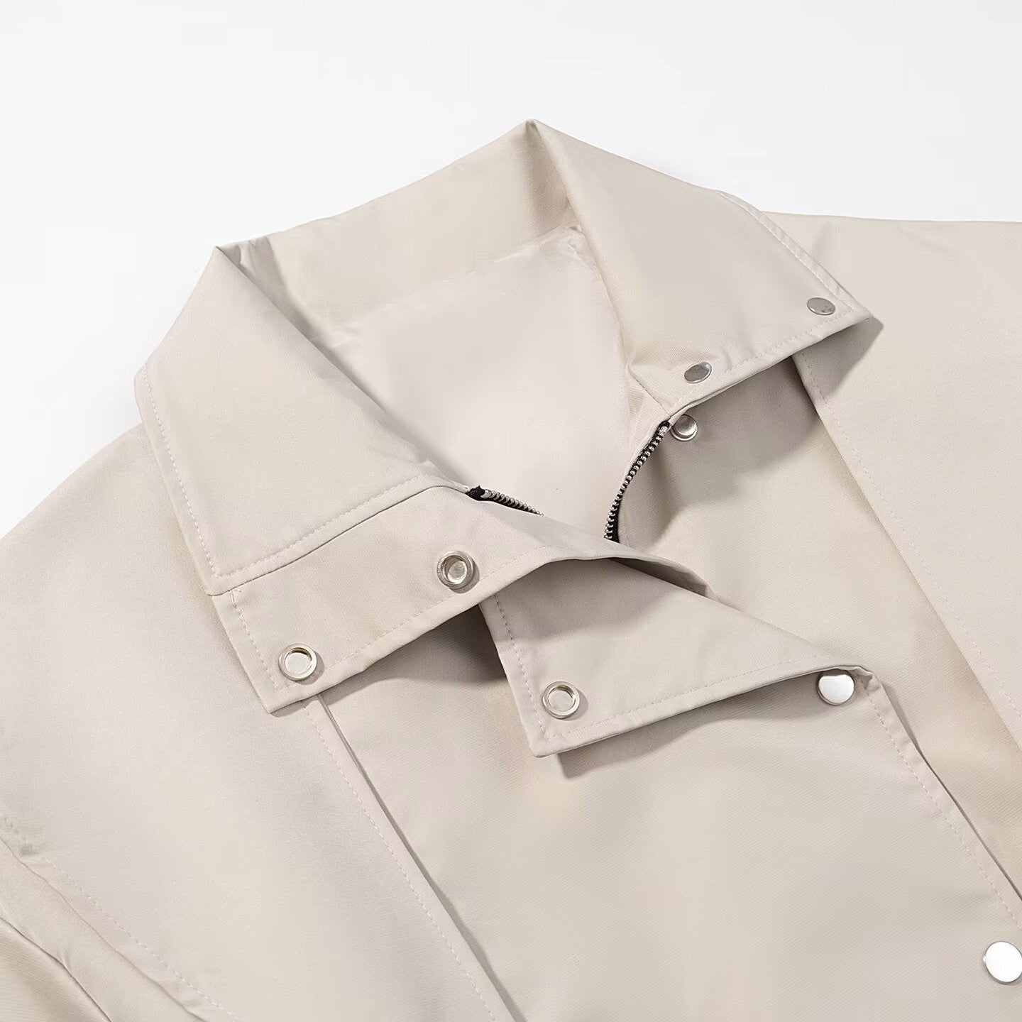 Damen Trenchcoat Jacke Hochgeschlossener Kragen Praktische Taschen