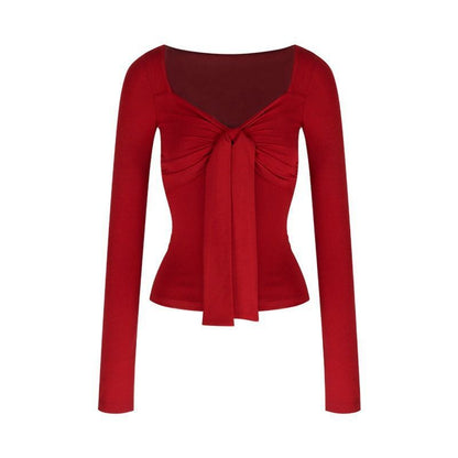 Damen Langarmtop mit Knotendetail aus Viskose