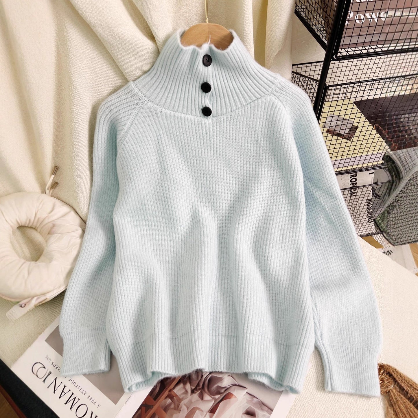 Damen Rollkragenpullover Weiches Strickmaterial Warm Eveloria