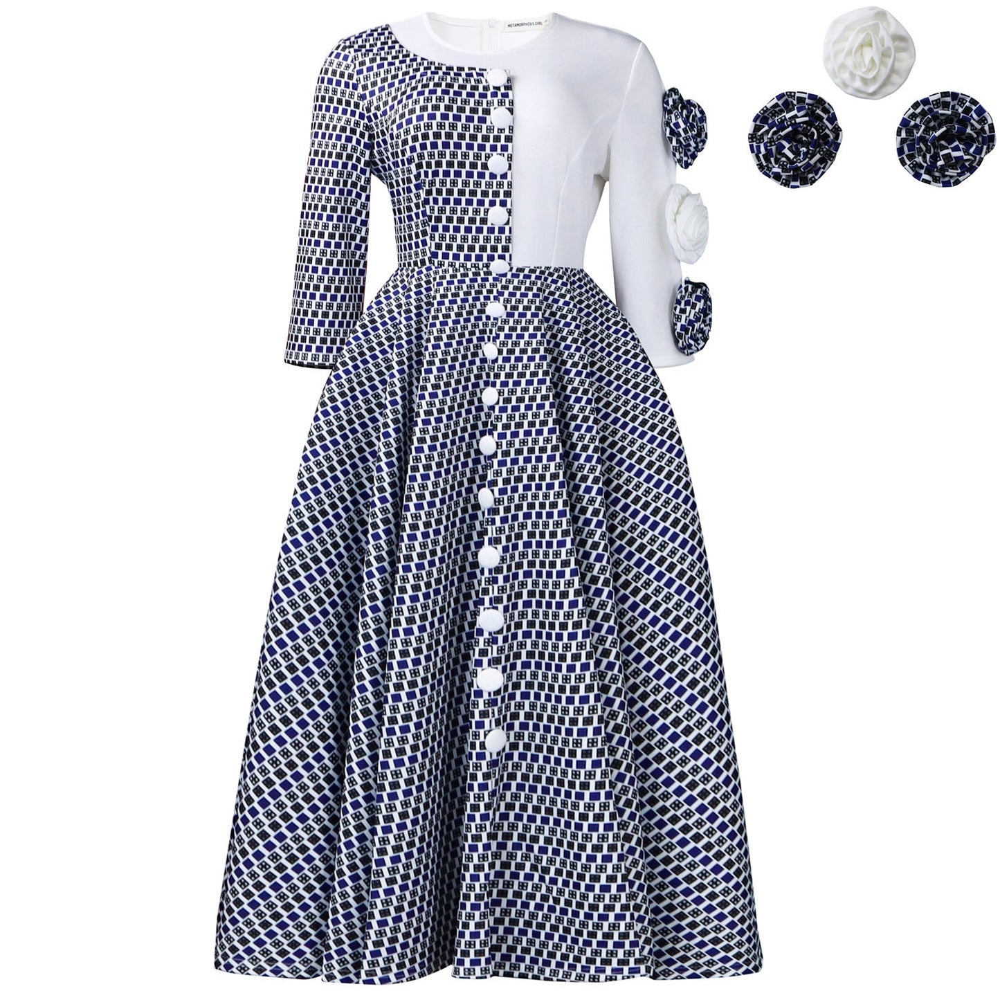 Damen Kleid mit Grafikmuster Mehrfarbig Eveloria