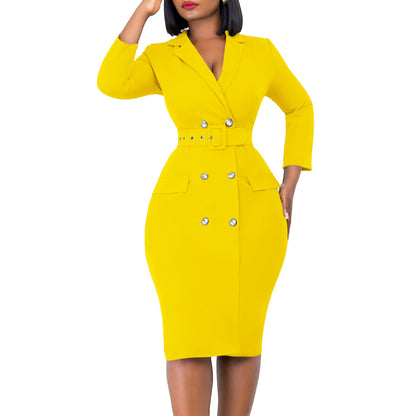 Damen Blazer-Kleid Tailliert Abnehmbarer Gürtel Eveloria
