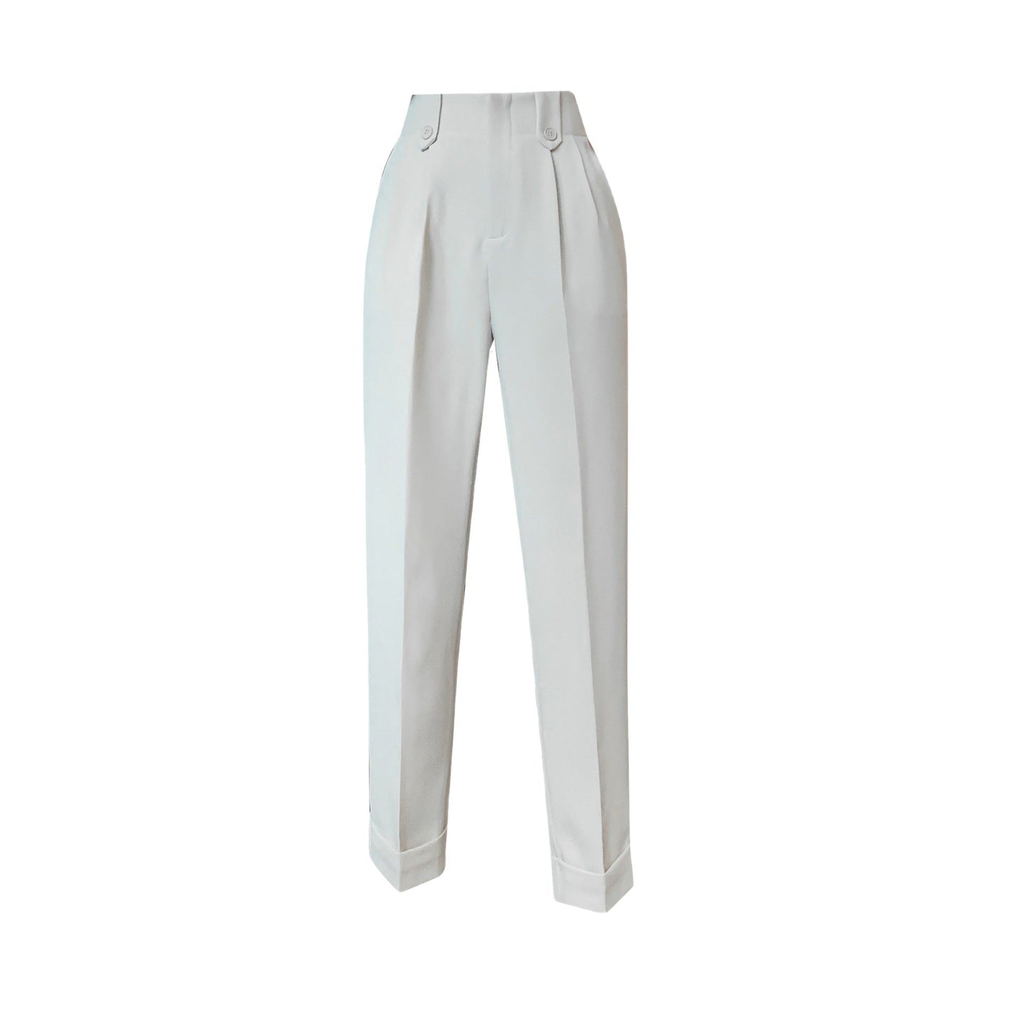 Damen Chinohose Hochbund Modische Knöpfe Eveloria