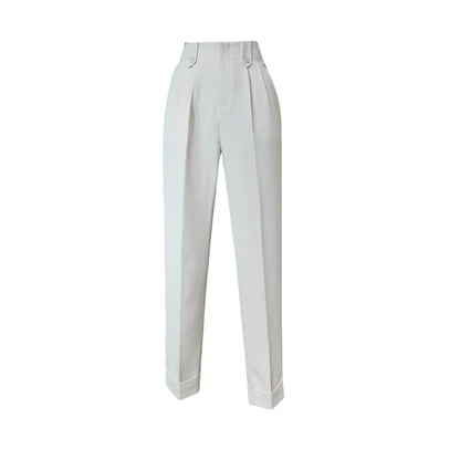 Damen Chinohose Hochbund Modische Knöpfe Eveloria
