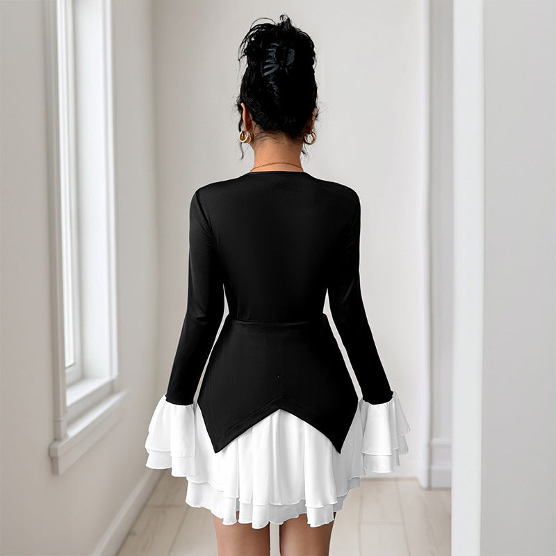 Damen Wickelkleid mit Volantärmeln und V-Ausschnitt Eveloria