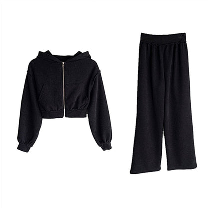 Damen Sportliches Lounge-Set Kapuzenpullover Weite Hose Grau