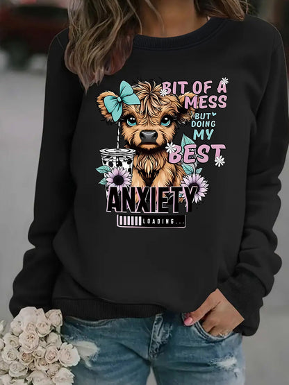 Damen Sweatshirt Hundedesign Weiss