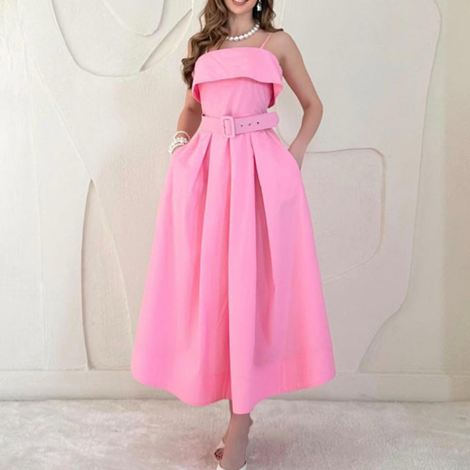Damen Maxikleid Träger Tailliert Eveloria