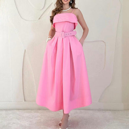 Damen Maxikleid Träger Tailliert Eveloria