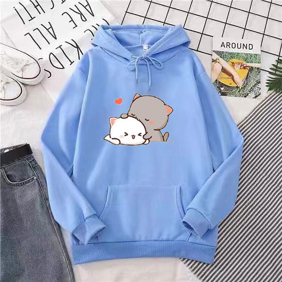 Damen Kapuzenpullover Katzenmotiv Bequem Grün
