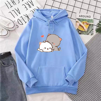 Damen Kapuzenpullover Katzenmotiv Bequem Grün