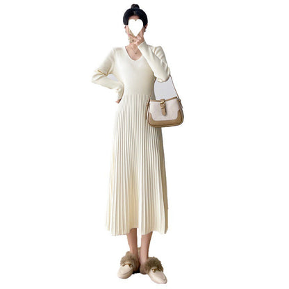 Damen Maxikleid Rippstruktur V-Ausschnitt Eveloria