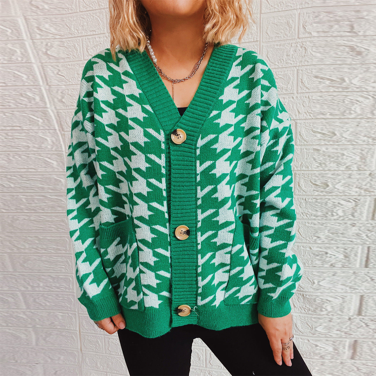 Damen Strickjacke Hundemuster Modern Eveloria