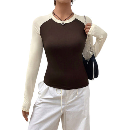 Damen Langarmshirt Raglan-Design Figurbetonend Eveloria