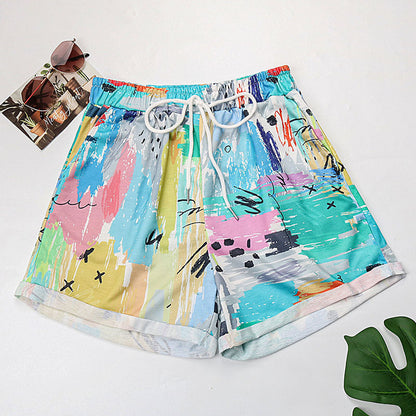 Damen Badeshorts Elastischer Bund Bunt Eveloria