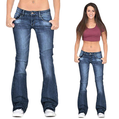 Damen Taillierte Schlagjeans Niedrig