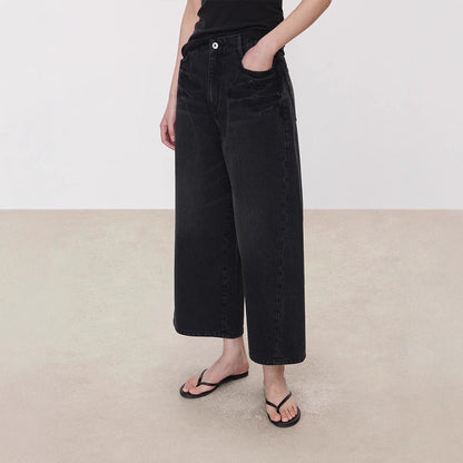 Damen Weite Jeans Hochbund Eveloria